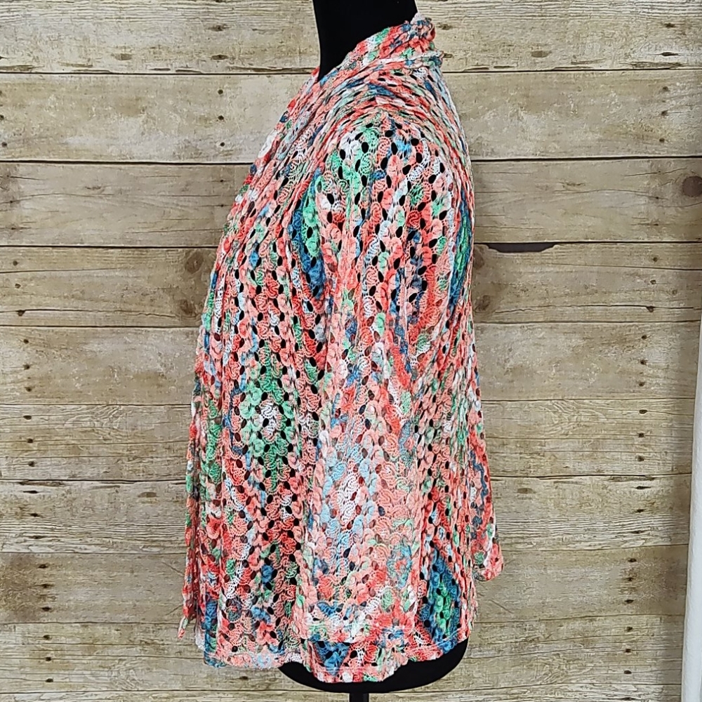 Ruby Rd Boho Lace Multi Color Cardigan - Picture 7 of 8